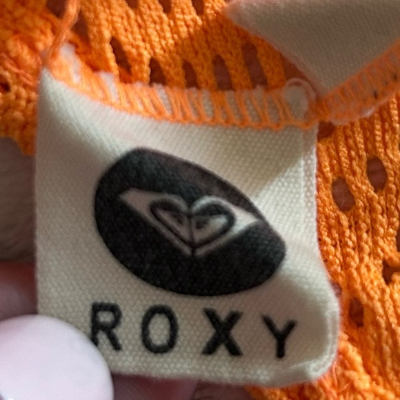 Roxy Orange Crochet Bathing Suit Beach CoverUp Dress Size Small - Picture 4 of 8
